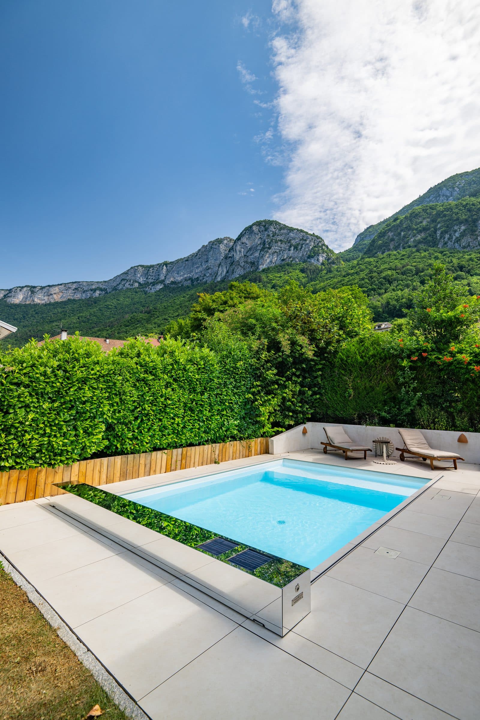 Mountain backdrop cover tucked away